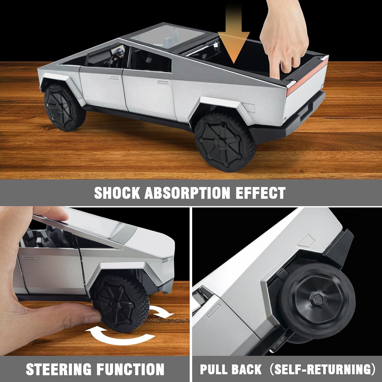 Cybertruck Model: 1/32 Diecast Metal Toy Trucks (Silver) - Image 4