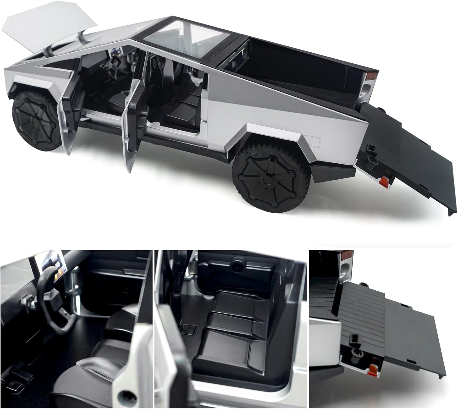 Cybertruck Model: 1/32 Diecast Metal Toy Trucks (Silver) - Image 2